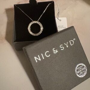 Nic & Syd Silver Circle Pendant Necklace with Swarovski Crystals